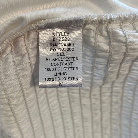 NWOT Elegant White Sheer Chiffon Deep V Puff Sleeve Top, Size M - Picture 10 of 11